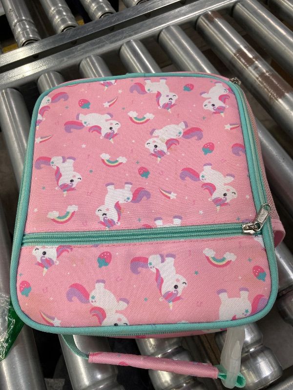 Photo 1 of **HAS SOME SPOTS**Bagseri Kids Lunch Box for Girls - Insulated Toddler Lunch Bag Fits Bento Box, Reusable Daycare Cooler Tote with Clip Handle, Water-Resistant Lining, Pink Cute Unicorn