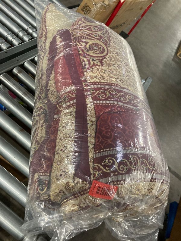 Photo 1 of **INCLUDES COMFORTER, 2 PILLOW CASES AND 3 PILLOWS**Stratford Park Gold/Wine King Comforter Set, 7 Piece, Burgundy Home Decor, Premium Lightweight Microfiber, Bedskirt, Pillows & Shams
