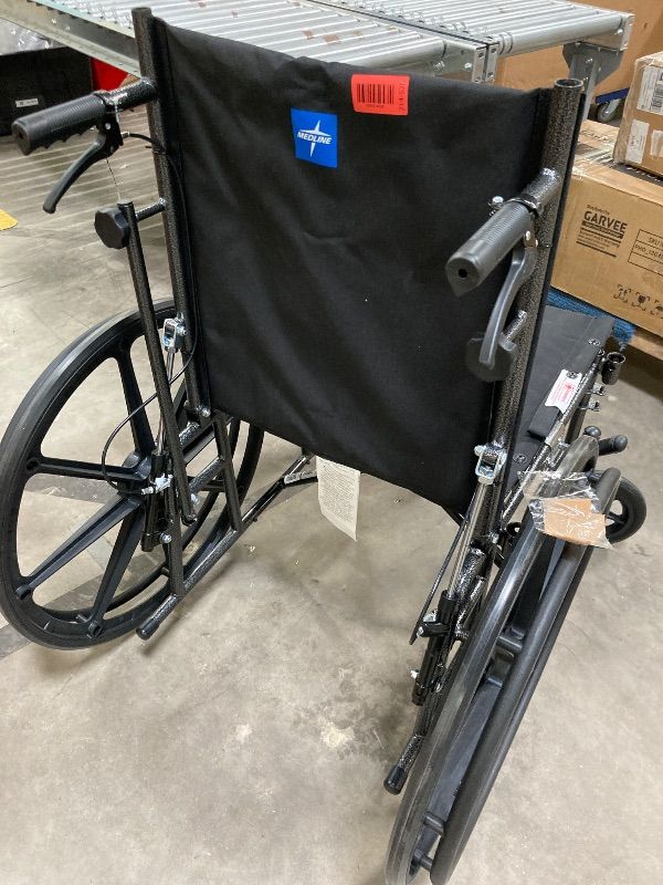 Photo 1 of **MISSING PARTS/NO SIDE RAILS/NO BOX***Medline Reclining Wheelchair, Desk-Length Arms and Elevating Leg Rests, 20" x 18" Seat (W x D)