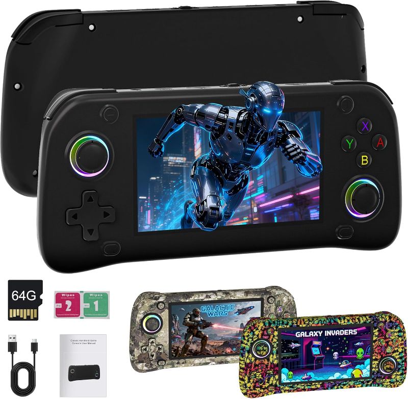Photo 1 of **PARTS ONLY/CONSOLE ONLY**G28 Retro Handheld Game Console - 20,000+ Preloaded Retro Games, 4.3" IPS Screen, 64GB Expandable, Plug and Play Portable Gaming Console with OTG, 2000mAh Battery (Black)
