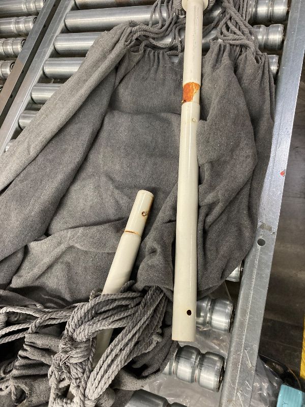 Photo 1 of **NEEDS CLEANING/MISSING PILLOWS/POLES RUSTY***Highwild Hammock Chair Hanging Rope Swing - Max 500 Lbs - 2 Cushions Included - Steel Spreader Bar with Anti-Slip Rings - for Any Indoor or Outdoor Spaces (Grey)