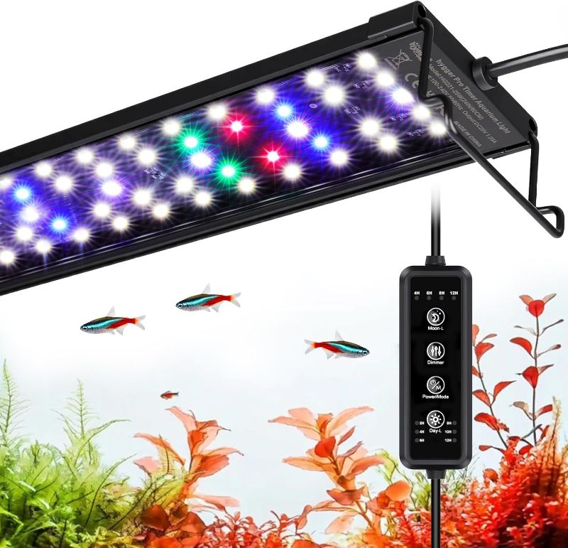 Photo 1 of **MISSING PARTS/LIGHT ONLY**hygger LED Aquarium Light with Timer, 25W Full Spectrum Fish Tank Plant Growth Lamp, 24 H Remote Control, Adjustable Brightness & 10 Colors, Extendable Bracket, Power-Off Memory, Fits 24-30 Inch Tank