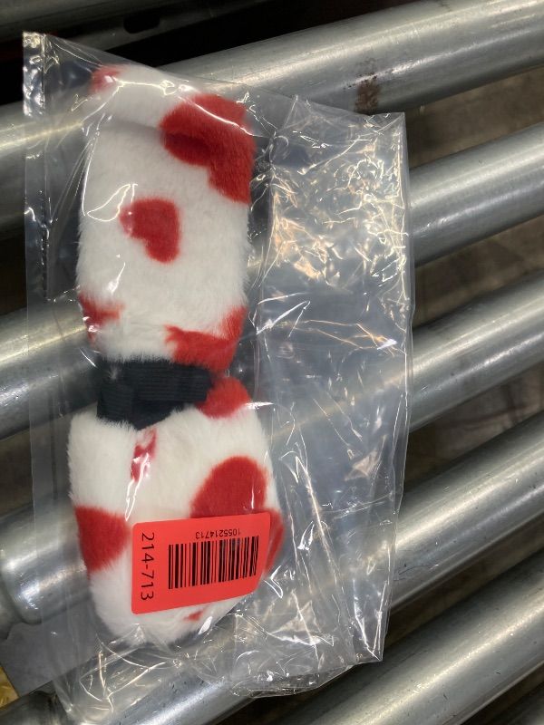 Photo 1 of **ITEM IS RED AND WHITE***TNAIYH Cow Print Fluffy Car Handbrake Shift Knob Cover, Heart Pattern Cute Warm Vehicle Console Gear Shifter Handbrake Protector, Auto Interior Decoration Accessories, Universal Fit (Red)
