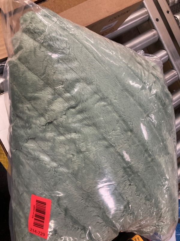 Photo 1 of **THIS IS COVER ONLY**Honeydak Ribbed Rabbit Fur Stuffed Animal Storage Bean Bag Chair Cover (No Filler) Comfy Bean Bag Cover Without Filling or Home Bedroom Decor Organizing Plush Doll Textile Holder(Sage Green,L)