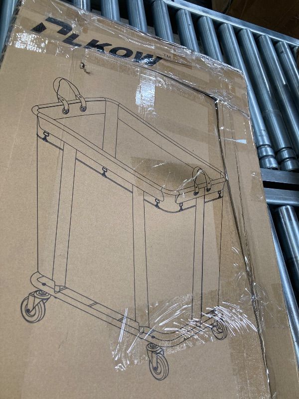 Photo 1 of **MISSING SOME HARDWARE**PLKOW Laundry Cart with Wheels 320L Large Rolling Laundry Cart for Commercial/Home, Rolling Laundry Basket with Steel Frame and Waterproof Lining, 9 Bushel, 32.3L x 19.7W x 30.7H Inch, Beige