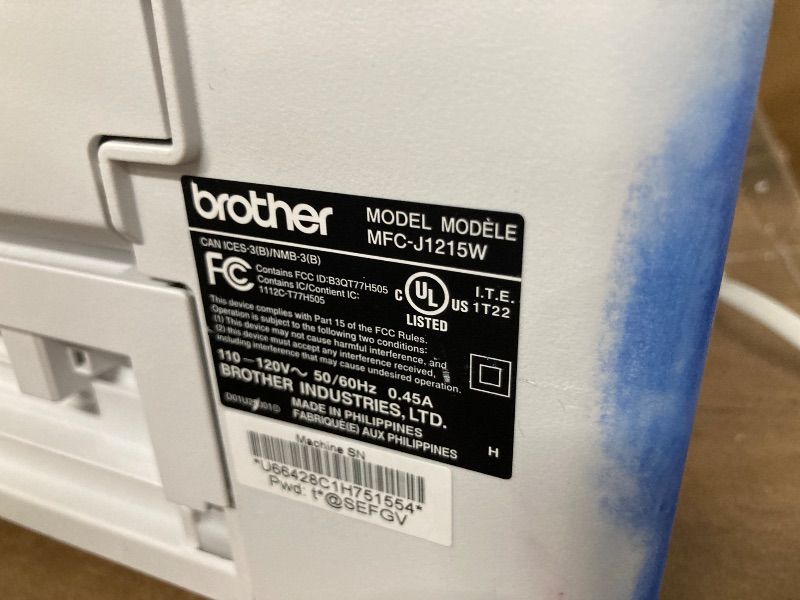 Photo 1 of **NOT IN ORIGINAL BOX/INK SPOTS/MISSING PARTS***Brother MFC-J1215W INKvestment -Tank Wireless Multi-Function Color Inkjet Printer