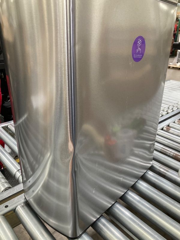 Photo 1 of *Small dents* simplehuman 48 Liter / 12.7 Gallon Touch-Bar Dual Compartment Kitchen Recycling Trash Can, Brushed Stainless Steel