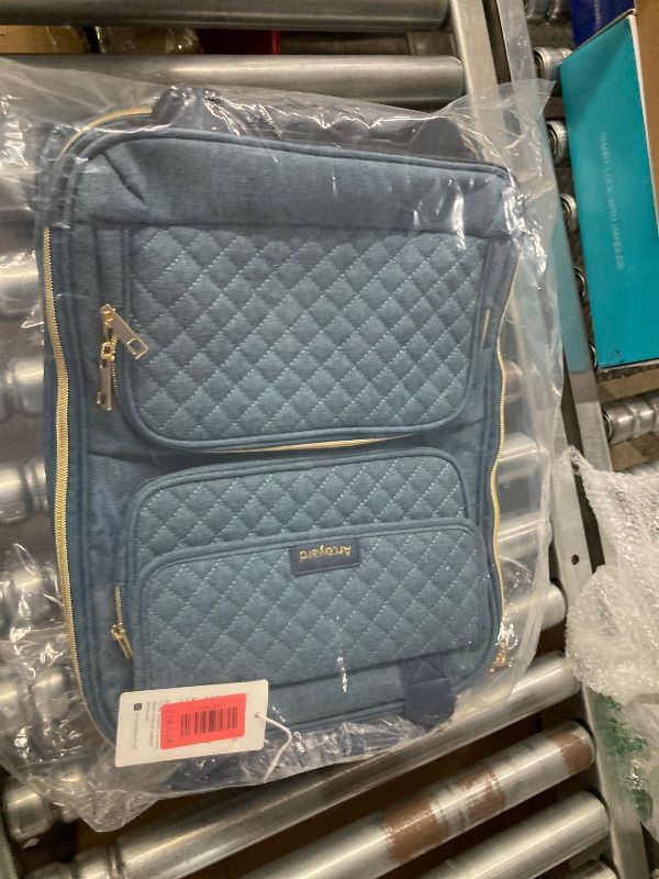 View 5 of **HAS CUTS ON SIDE***Arcoyard Underseat Carry On Luggage with Wheels, Airline Approved Personal Item Luggage, 16-Inch Multi-functional Underseat Luggage, Lightweight Overnight Suitcase for Women, Bussiness, Travel, Blue