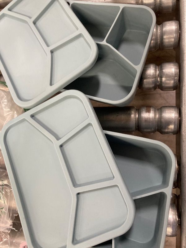 Photo 1 of **NO BOX**2 Pack Silicone Bento Boxes, 4 Compartment LeakProof Lunch Container, 42 OZ Unbreakable Meal Prep Food Storage Container, Food-Grade Divided Lunch Box for Adult Kid, BPA Free, Oven Dishwasher Safe