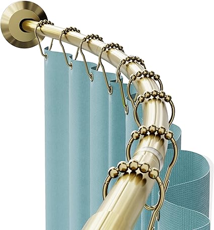 Photo 1 of **MISSING PARTS***Zenna Home Double Curved Tension Shower Curtain Rod, No Drilling, Adjustable 50 to 72 Inches, Easy to Install Double Shower Rod, Rustproof, GOLD