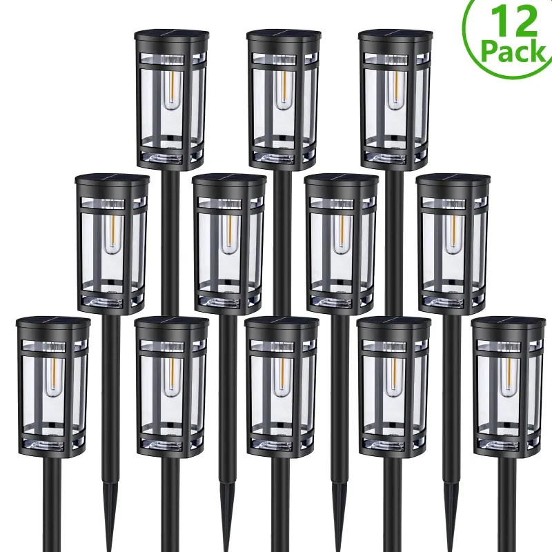 Photo 1 of [12 Pack] Solar Outdoor Lights Waterproof for Outside Walkway Pathway Driveway Garden Yard Landscape Lighting Warm White.