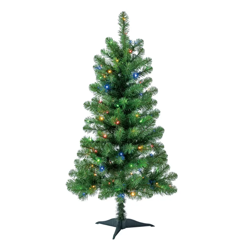 Photo 1 of ''The photo is for reference only.'' 4' Pre-Lit Indiana Spruce Green Artificial Christmas Tree with Color-Changing LED Lights, by Holiday Time