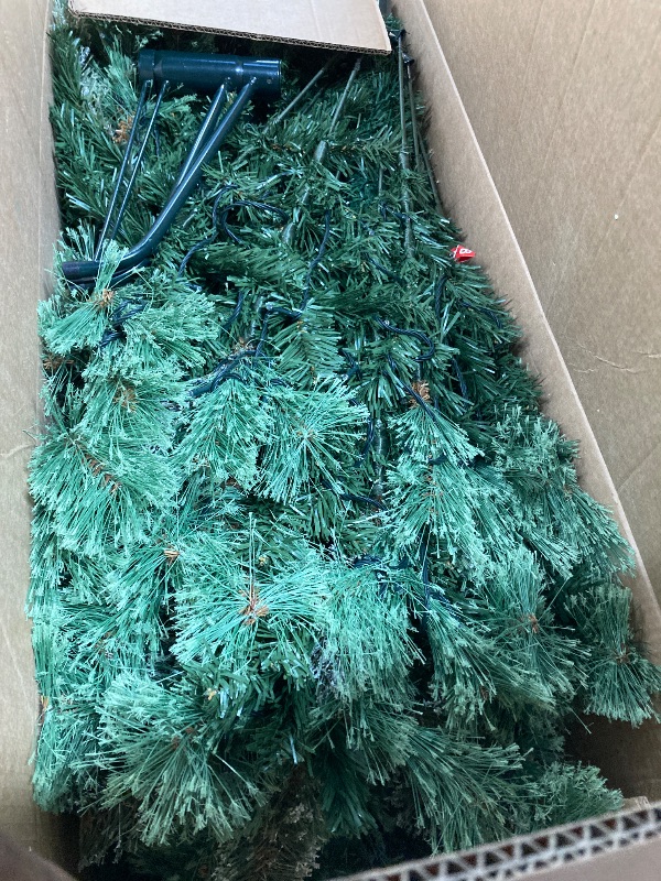 Photo 1 of ***(DAMAGE -SELLING AS IS)*** Arlopu 6FT Pre-lit Artificial Christmas Tree, Prelighted Xmas Tree with 550 Branches & 250 Warm & White Lights, Home Holiday Decor ***(BOX RIPPED/TORN)***
