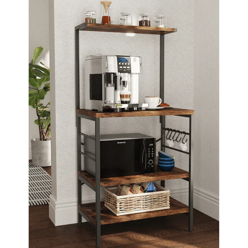 Photo 1 of Behost Kitchen Baker's Rack Storage Shelf Microwave Cart Oven Stand Coffee Bar,Rustic Brown
