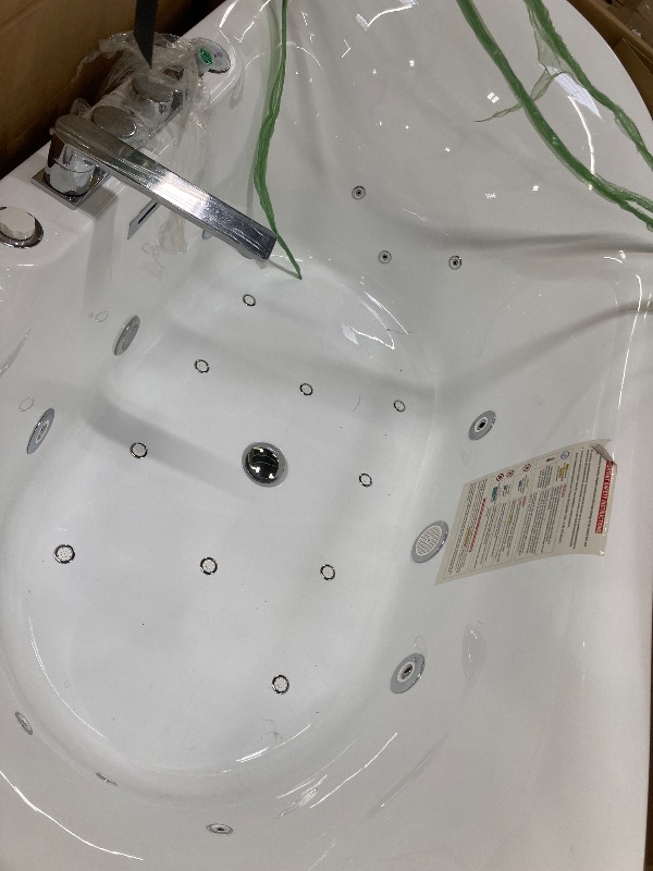 Photo 1 of WOODBRIDGE 72" x 35-3/8" Whirlpool Water Jetted and Air Bubble Freestanding Heated Soaking Combination Bathtub wirh LED control panel and Faucet, BJ400+F0041CH