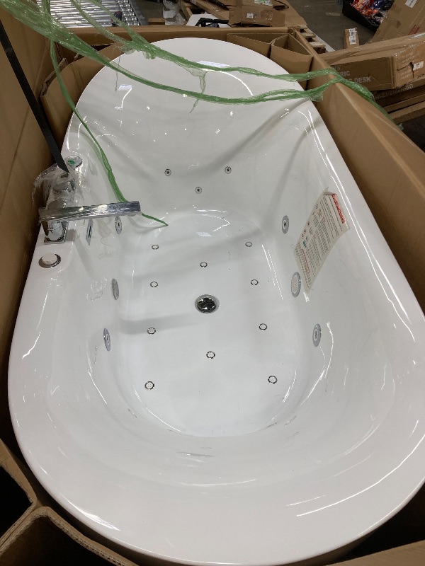 Photo 1 of WOODBRIDGE 72" x 35-3/8" Whirlpool Water Jetted and Air Bubble Freestanding Heated Soaking Combination Bathtub wirh LED control panel and Faucet, BJ400+F0041CH