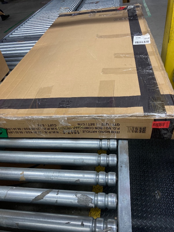 Photo 1 of ***BOX 1 OF 2/INCOMPLETE SET***Benjara Zen Queen Size Bed, Poly Upholstered Headboard, Wood, Gray and Espresso Brown  ***(BOX  RIPPED/TORN)***