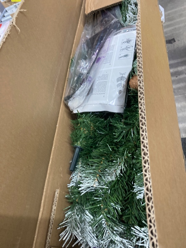 Photo 1 of Firstness 6ft Pre-Lit Artificial Christmas Tree,Green Xmas Tree with 1000 Branch Tips 300 LED Lights,Pine Cones + Red Berries