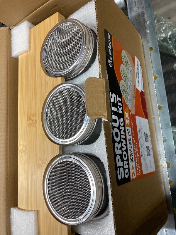 Photo 1 of [Upgraded] 3 PCS Seed Sprouting Mason Jar Kit with Bamboo Holder, Drain Tray, Screen Lids, Blackout Sleeves, Good Ventilation & Drainage Capacity, Growing Fresh Organic Mung Beans & Microgreens