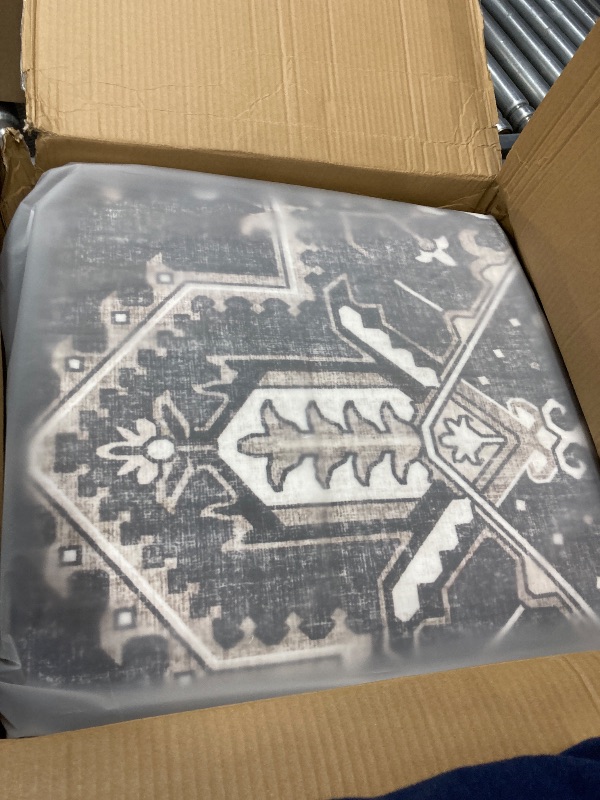 Photo 1 of WITSHOCK Living Room Area Rugs 8x10: Washable Rug Boho Soft Non-Slip Low Pile Stain Resistant Foldable Carpet for Bedroom Playroom Dining Room Office Kitchen Farmhouse Home Decor Rug-Bitter Black