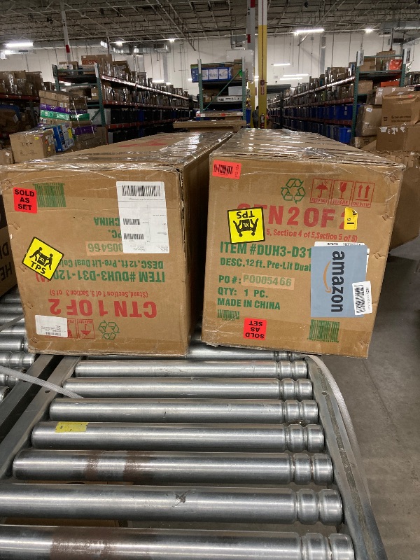 Photo 1 of **2 BOX SET/COMPLETE***National Tree Company 12 ft Pre-Lit Dunhill Fir Artificial Christmas Tree, 1,200 LED Lights, 7,794 Tips, PowerConnect, Foot Pedal, 10 Light Functions, Includes Stand, Green