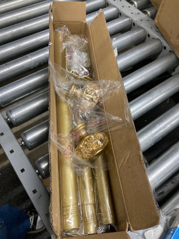 Photo 1 of Gold Curtain Rods for Windows 32-72 Inch: 1 Inch Adjustable Acrylic Drapery Rod with Translucent Gold Foil Finials- Single Decorative Curtain Rod for Bedroom & Bathroom