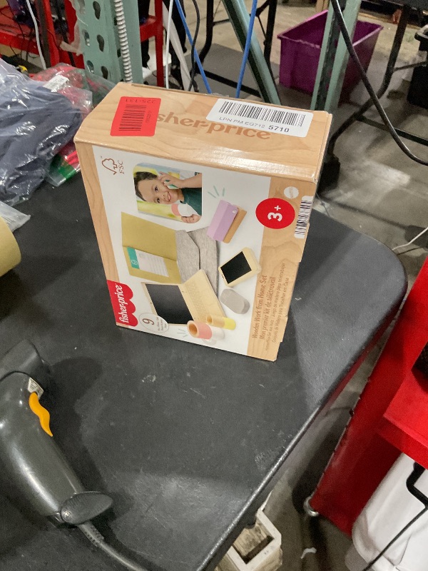 Photo 1 of Fisher-Price Wood Pretend Play Work from Home Set, 9-Piece Office Playset with Wooden Toy Laptop & Phone for Preschool Kids Ages 3+ Years