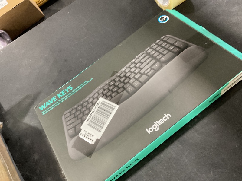 Photo 1 of Logitech Wave Keys Wireless Ergonomic Keyboard with Cushioned Palm Rest, Comfortable Natural Typing, Easy-Switch, Bluetooth, Logi Bolt Receiver, for Multi-OS, Windows/Mac - Graphite