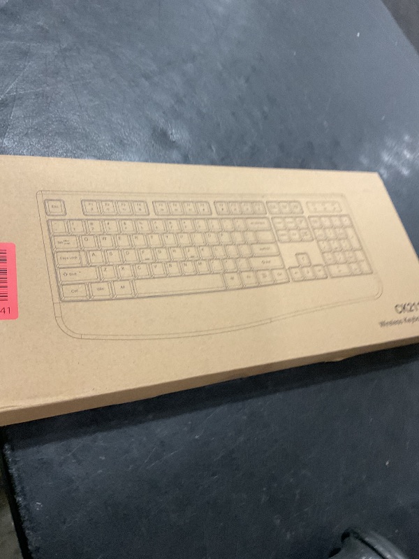 Photo 1 of QUASIO Wireless Keyboard, 2.4G Full-Sized Ergonomic Wireless Computer Keyboard with Wrist Rest for Windows, Mac OS Laptop/PC/Desktop/Notebook(Black)