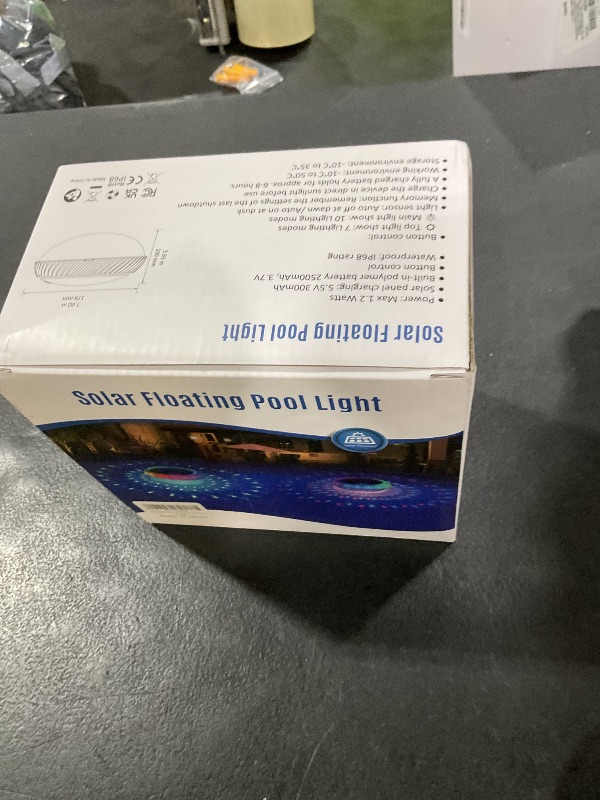 Photo 1 of FirstE Solar Floating Pool Lights, 7.6" Dynamic RGB Color Floating Solar Pool Lights IP68 Waterproof, Light Sensing LED Pool Decor Light for Inground, Above Ground Pools, Outdoor, Garden, Party