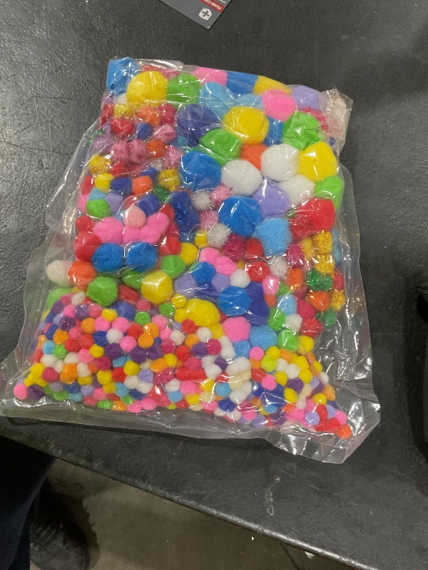 Photo 1 of LOVE'S 1000pcs Multicolor Pom Pom Balls, Assorted Sizes & Colors Pompoms for Arts and Craft Making Decorations