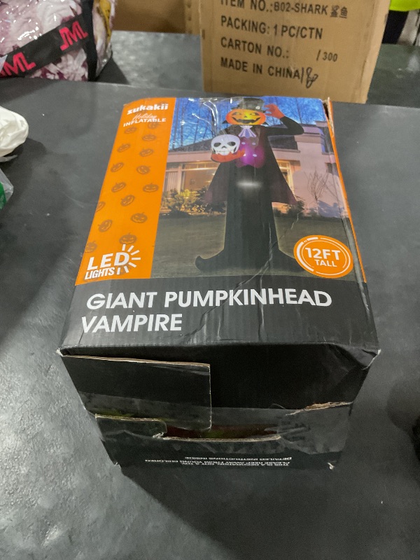 Photo 1 of 12FT Giant Halloween Inflatables Pumpkin Ghost Vampire, Halloween Decorations Outdoor Spooky Blow Ups Yard Decoration Large Huge Creepy Blowups Built-in Full-Body LEDs for Holiday Party Lawn