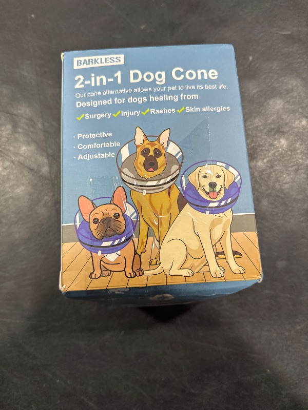 Photo 1 of BARKLESS Dog Cone, Inflatable Dog Cone After Surgery for Large Breeds, Soft Surgery Collar with Enhanced Anti-Licking Guard Shield for Pets, Patented Protective Donut Collar
