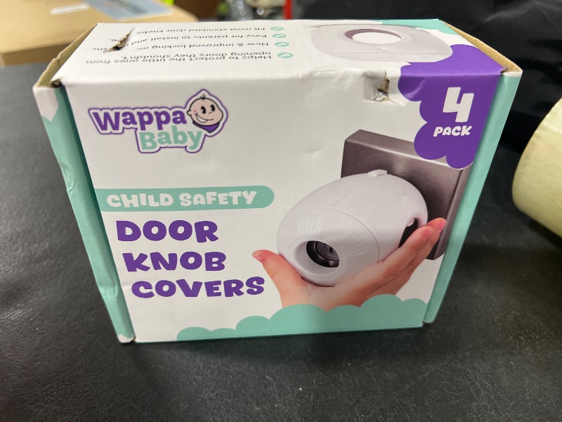 Photo 1 of Child Safety Door Knob Cover (4 Pack) Hard-to-Remove Dual-Lock Door Handle Covers for Kids - Reusable Baby Proof Door Knob Locks - Installs Easily, No Tools Needed (White)