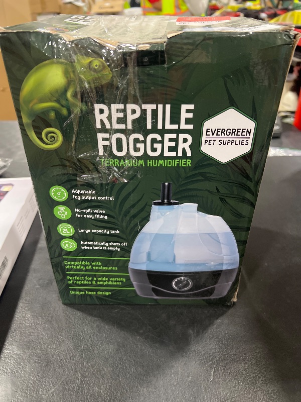 Photo 1 of Evergreen Pet Supplies Reptile Fogger & Humidifier - Adjustable Fog Output for Mini Terrarium Fogger - 2 L Tank with Auto Shut-Off for Tortoise Humidifier - 2 L, Black/Clear