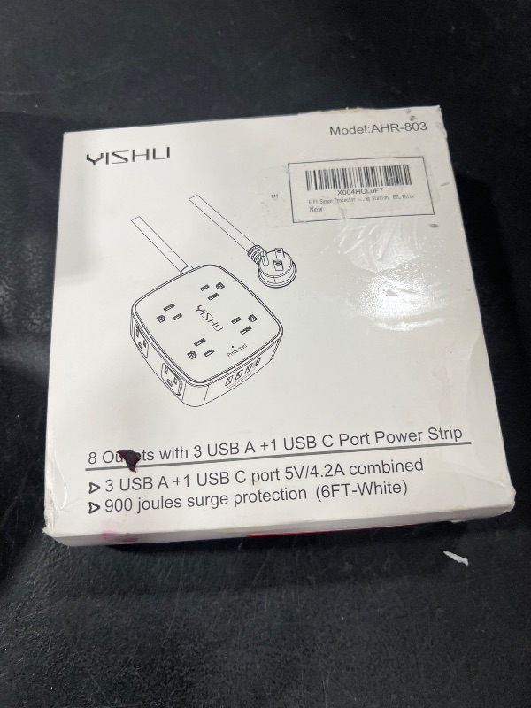 Photo 1 of 6 Ft Surge Protector Power Strip - 8 Widely Outlets with 4 USB Ports, 3 Side Outlet Extender with 6 Feet Extension Cord, Flat Plug, Wall Mount, Desk USB Charging Station, ETL,White