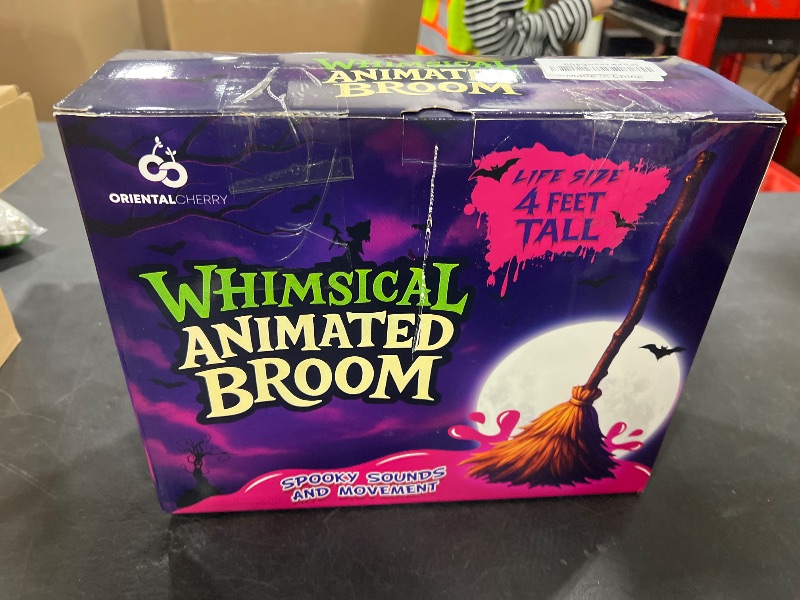 Photo 1 of Halloween Decorations - 47" H Animated Floating Broom with Remote Control & Sound Needed to Activate - Magic Witch Broom for IndoorHome Decoration - Halloween Decor Props for Bedroom Living Room