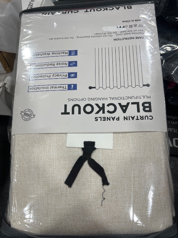Photo 1 of 100% Blackout Shield Linen Blackout Curtains for Bedroom 84 Inches Long, Back Tab/Rod Pocket Living Room Drapes, Thermal Insulated Blackout Curtains 2 Panels Set, 50" W x 84" L, Cream