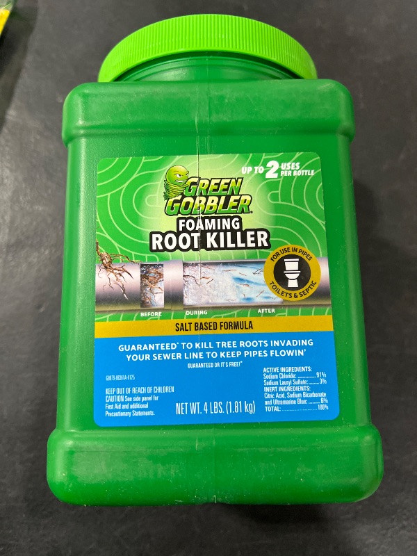 Photo 1 of Green Gobbler, FOAMING Root Killer | Kills Tree Roots in Pipes & Sewer Lines | Contains No Copper Sulfate | Safe for Pipes and Septic - 2 USES, 4 LBS