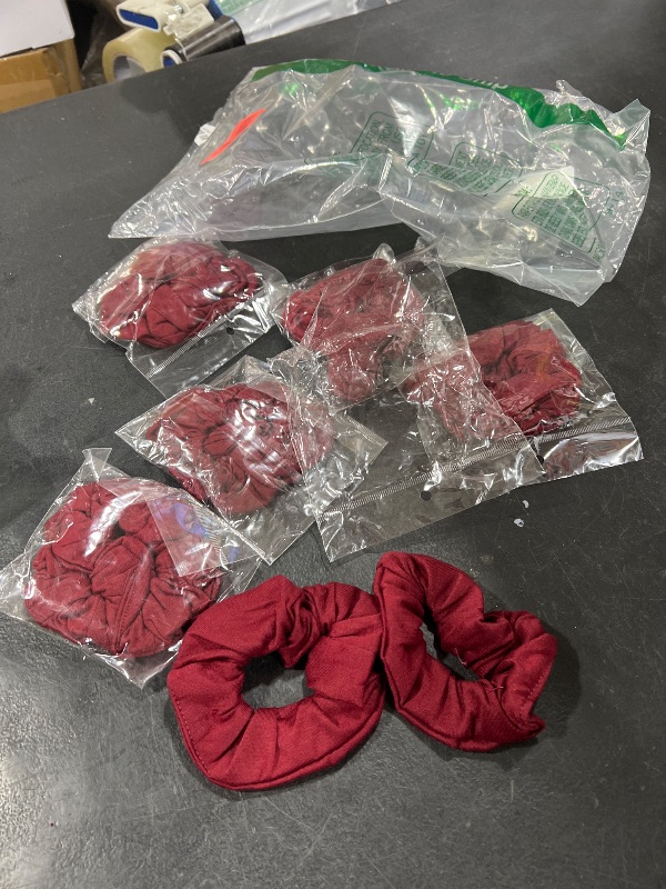 Photo 1 of  Pack Large Solid Scrunchies Hair Elastics-Burgundy