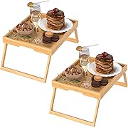 Photo 1 of 
2 Pack Bed Tray Table with Foldable Legs, Bamboo Breakfast Tray for Sofa, Beds, Eating, Working, TV Table, Food, Dinner, Computer Trays, Laptop Desk Snack...