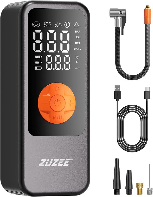 Photo 1 of Tire Inflator Portable Air Compressor, 4X Faster & High-Capacity Battery, Portable Tire Inflator with Digital Pressure Gauge, LED Light, 150PSI Air Pump for Car Tires, SUV, Motorcycle, Bike, Ball, etc
Visit the ZUZEE Store
