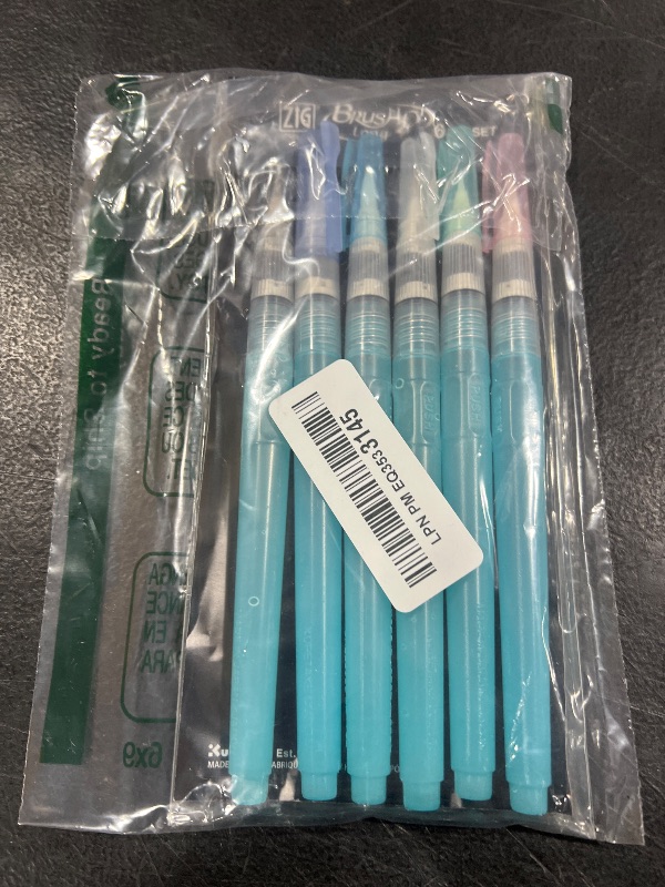 Photo 1 of Kuretake Zig Water Brush Pen BRUSHS2O Long 6 Variety Set, for Watercolor Paint, Fude, Flat, Menso, Flexible Tips Assorted, for Professional, Artists, Made in Japan