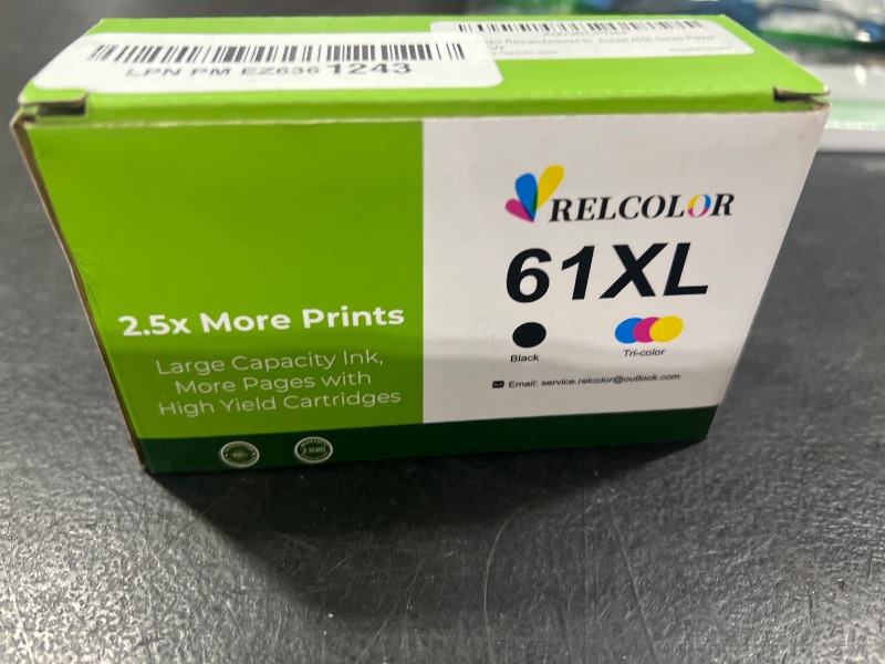 Photo 1 of Relcolor Compatible 61XL Ink Cartridge Replacement for HP 61 Envy 5530 3510 4500 4635 2620 4630 5535 2540 4502 3050 1510 4632 4501 2542 2514 3050a 4610 1000 1010 1510, Black, Tri-Color, 2-Pack