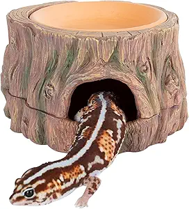 Photo 1 of 3 in 1 Reptile Hide Cave with Detachable Base & Humidity Dish, Essential Tank Terrarium Decor Humid Hideout Accessories for Small Reptiles Crested Gecko, Leopard Gecko, Lizard, Snake, Crabs