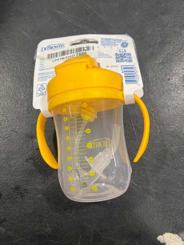 Photo 1 of Dr. Brown's Milestones Baby's First Straw Cup, Training Cup with Weighted Straw, 9oz/270mL, Vintage Yellow, BPA Free, 6m+