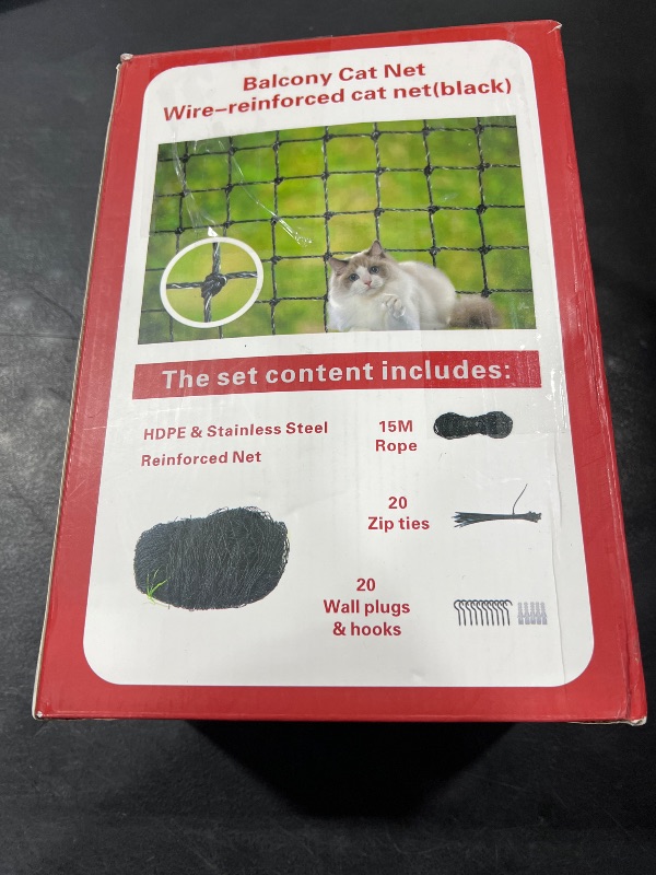 Photo 1 of HOMYPOWER Cat Netting Balcony, Stainless Steel Reinforced Bite Tear UV and Weather-Resistant Anti-Fall Netting for Pets, Safety Net for Cat, Small Catio for Apartment Balcony Protection (10x13 ft)