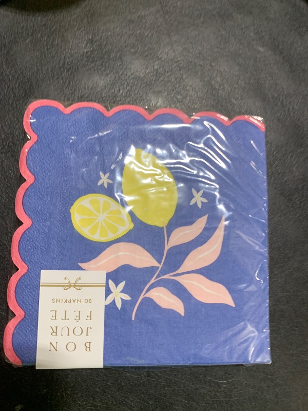Photo 1 of Lemon Large Paper Party Napkins by Bonjour Fête | 3-Ply Paper Napkins | Lunch Size | Tropical Summer Premium Birthday Supplies | Weddings, Bridal Showers, Bachelorette | Pack of 20, 6.5" Folded