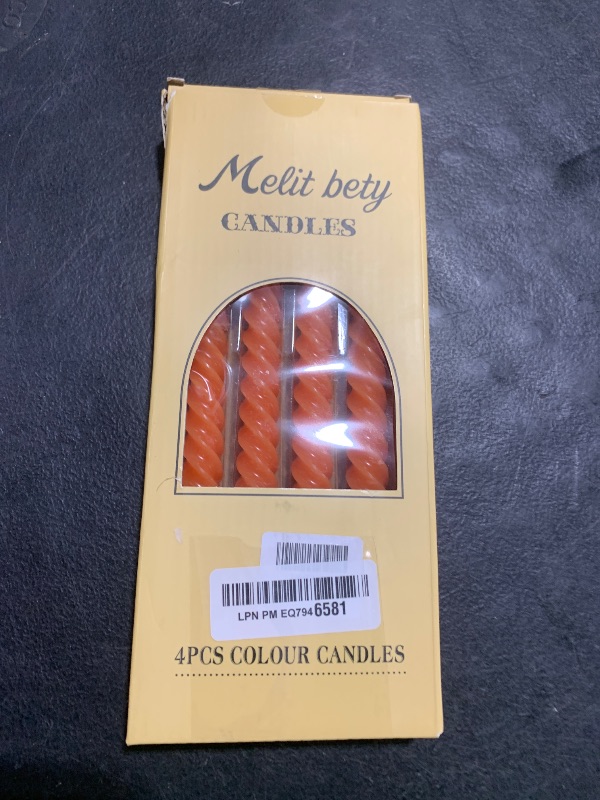 Photo 1 of 10 inch Gradual Spiral Color Taper Candles Set of 4 Pack Tapered Candle, Tall Candlesticks,for Dinner Party Wedding, Holiday Spring,Home Decor,Kitchen Decor (4, Orange, 10inch)