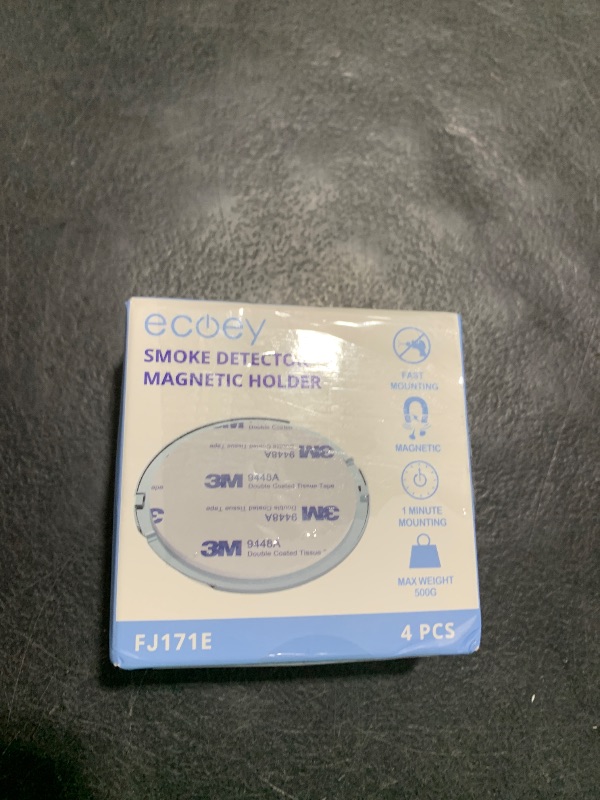 Photo 1 of Ecoey 4-Piece Set of Magnetic - Magnetic Smoke Detector Installation Tool with 3M Glue, Lation-No Drilling or Screws Required-Fireproof-Installation Tools, GS571E, ?2.48 * 2.48 in, 4 Packs